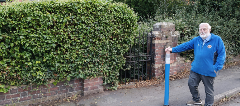 Rodney Pitt standing outside Newport C of E Junior School