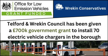 Telford & Wrekin Council has been given a £700k government grant to install 70 electric vehicle chargers in the borough